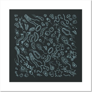 Hand drawn abstract pattern with virus Posters and Art